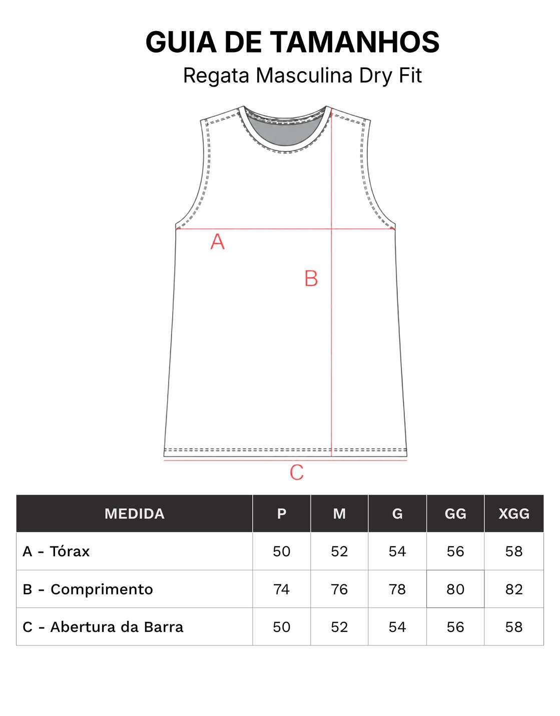 Men's Quick-Dry Tank Top - size guide