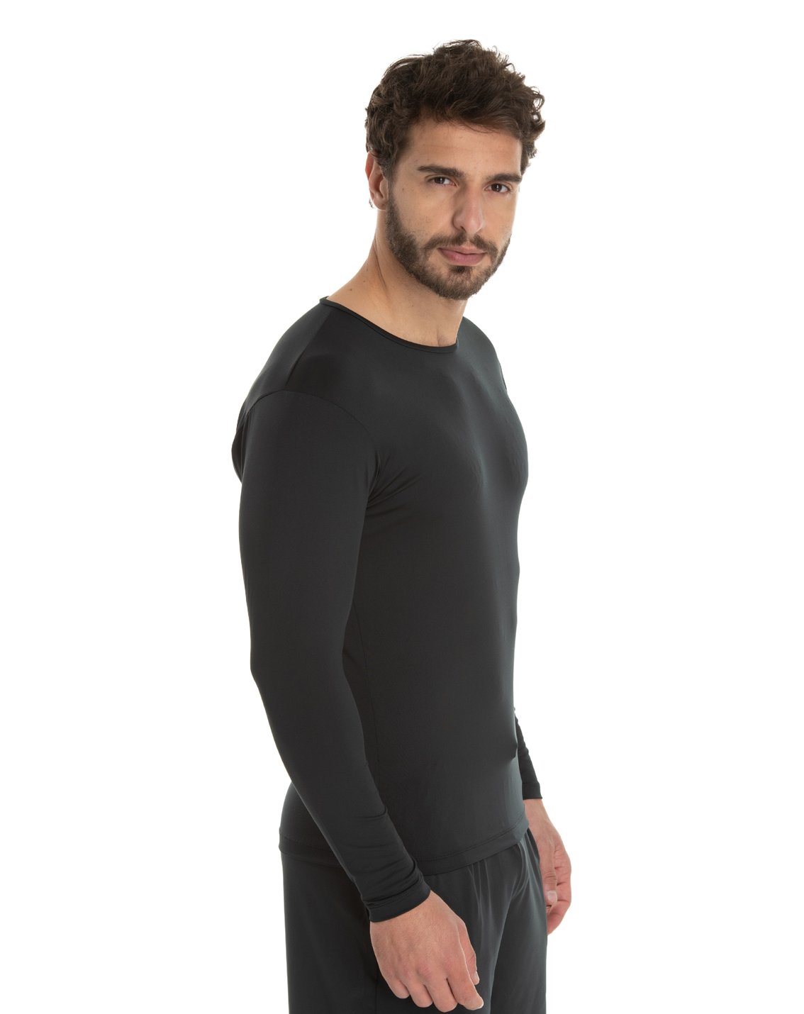 Men's Long Sleeve Base Layer Black - side
