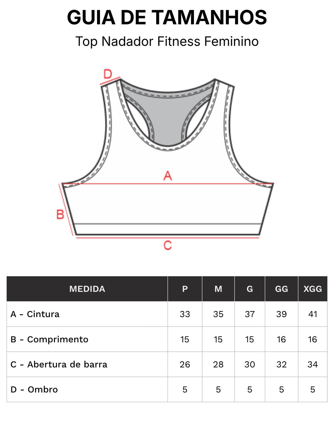 Women's Fitness Set - top size guide