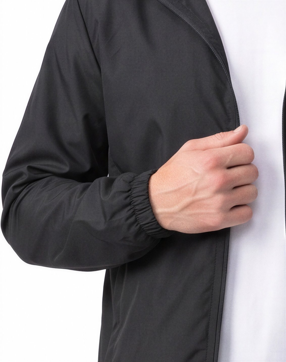 Men's Hooded Windbreaker Jacket Black - cuff detail