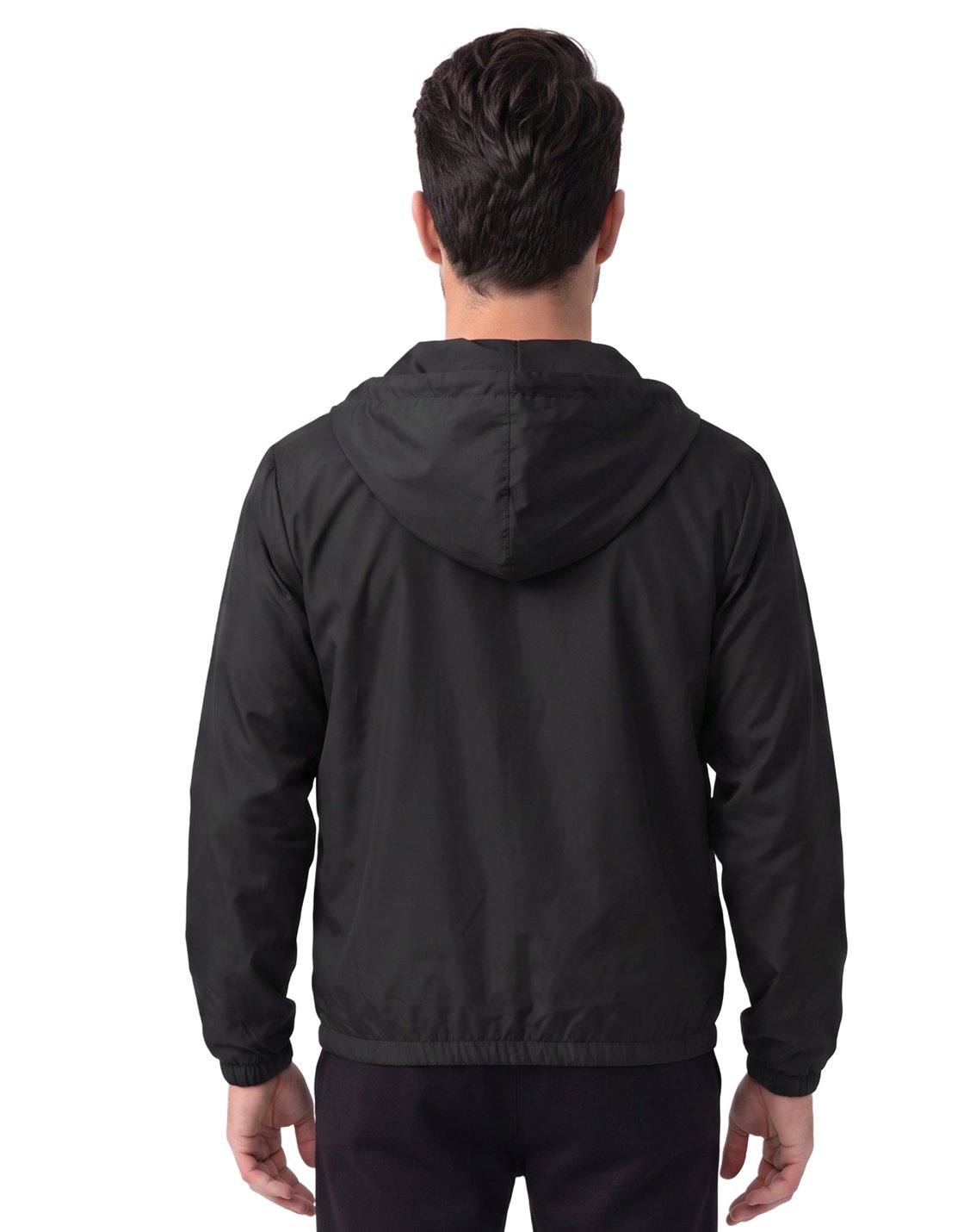 Men's Hooded Windbreaker Jacket Black - back