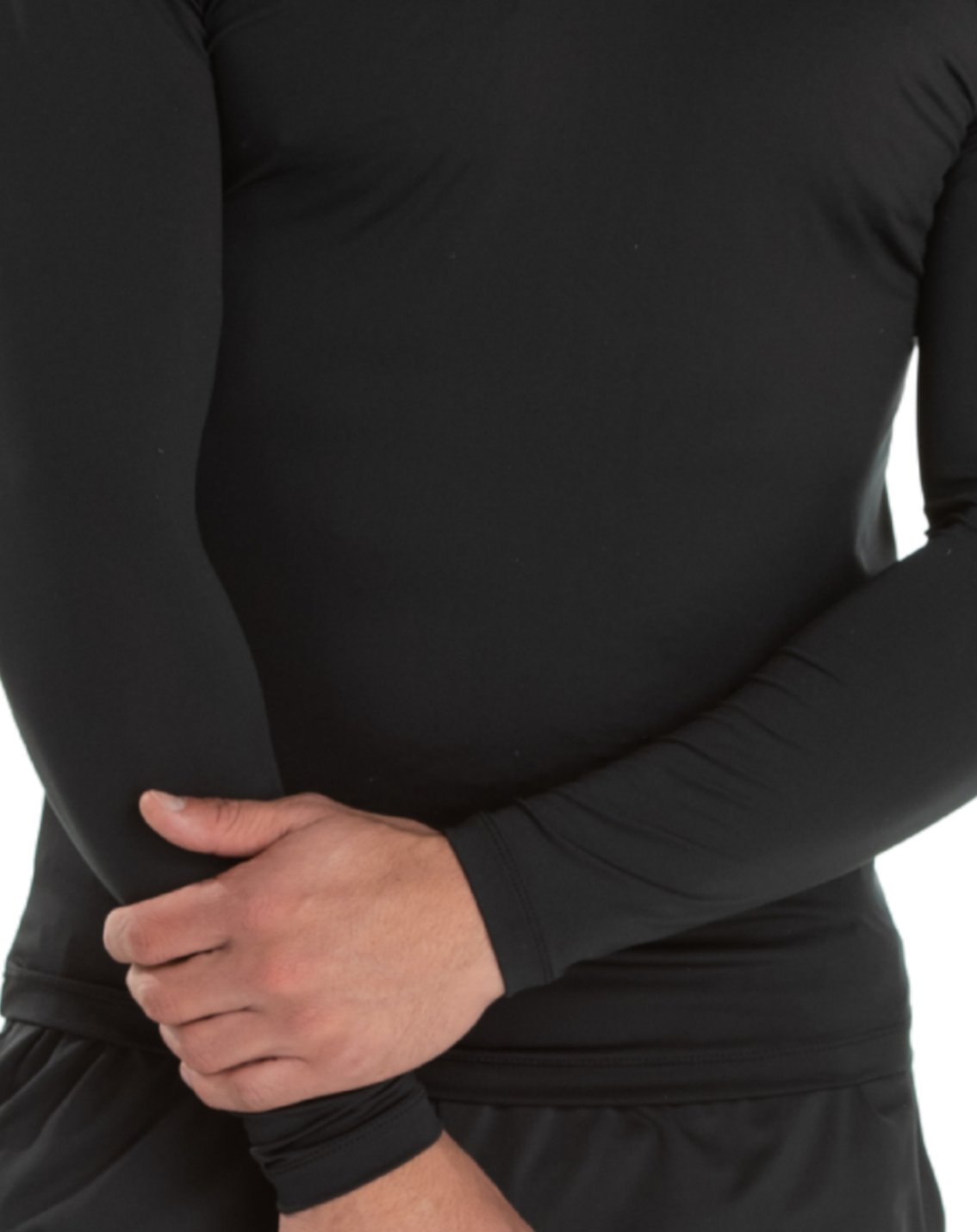 Men's Long Sleeve Base Layer Black - fabric detail